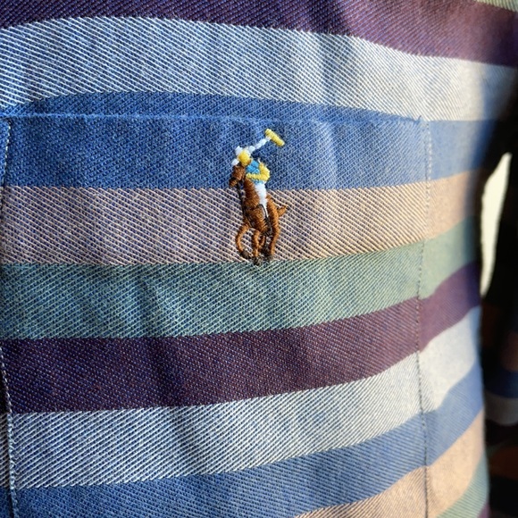 Striped Ralph Lauren Button Down Cotton Shirt M - Picture 3 of 6
